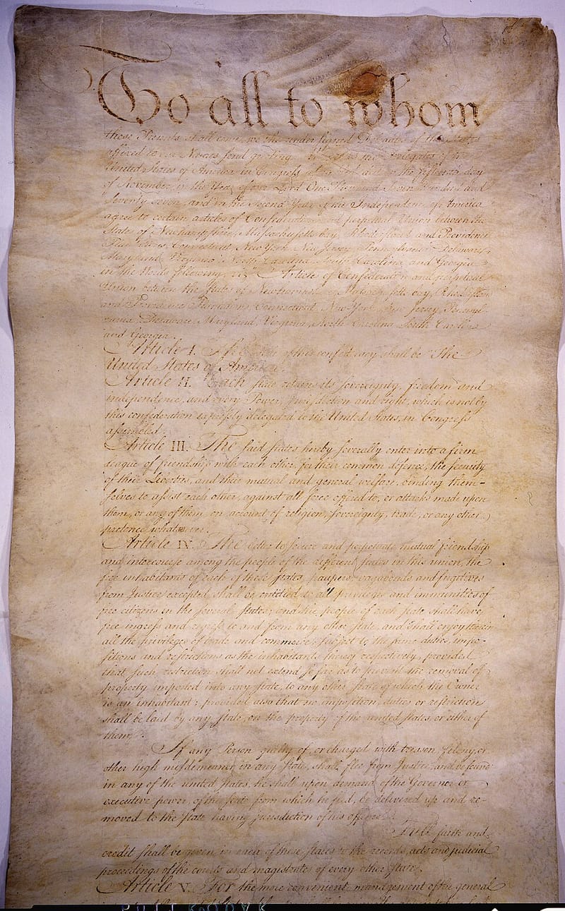 First page of the Articles of Confederation