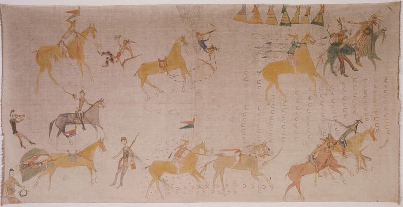 Pictorial account of the Battle of the Little Bighorn by White Swan