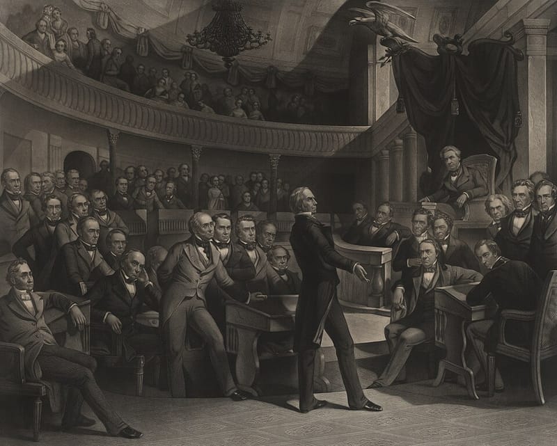 Engraving of the U.S. Senate in session in 1850