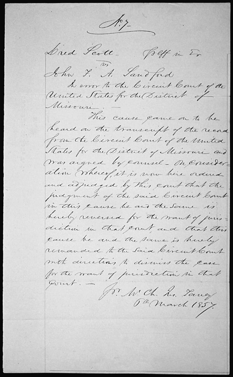 The Supreme Court’s judgment in Dred Scott v. Sandford