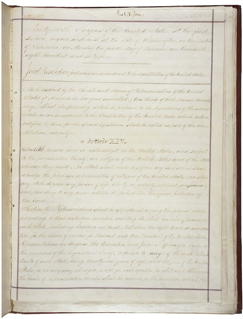 First page of the Fourteenth Amendment