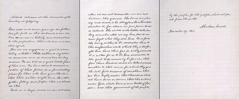 Lincoln’s handwritten Bliss copy of the Gettysburg Address