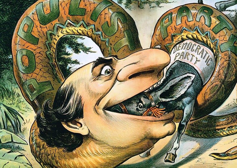 Judge magazine cartoon of William Jennings Bryan in 1896