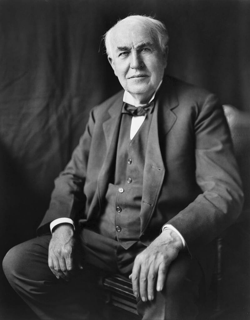 Portrait photograph of Thomas Edison, seated, around 1922