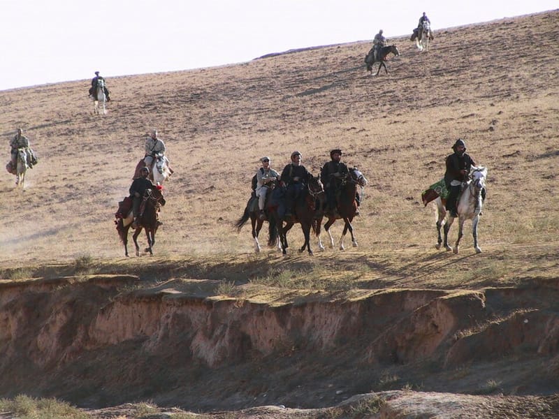 U.S. soldiers on horseback in Afghanistan in 2001