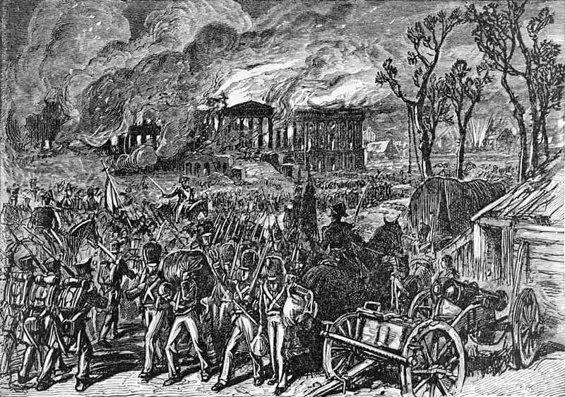 Illustration of the British burning of Washington in 1814